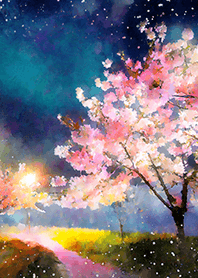 Beautiful night cherry blossoms#2282