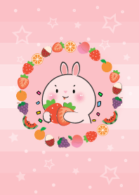 Simple Pink Rabbit Love Fruit Theme