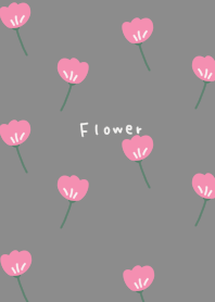 グレーとピンクのお花柄。