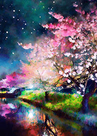 Beautiful night cherry blossoms#1543