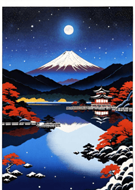 Starry sky, sea and lake, Ukiyo-e C6F7