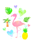 Tropical flamingo illust