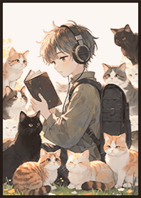 療癒生活貓咪朋友 男孩與貓9R 焙茶色