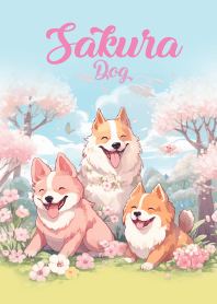 cute chiba dog with sakura