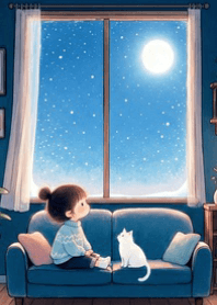 Girl and Cat in Winter V.6