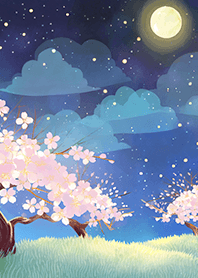 Beautiful night cherry blossoms#2068