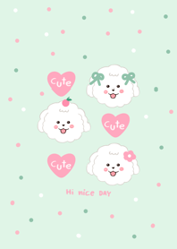 Dog cute heart minimal  pink mint
