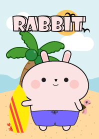กระต่ายชมพู เที่ยวทะเลชายหาด