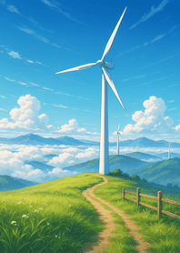 Windmill Hills Above Bright Sky