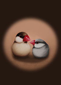 Oil painting of Java sparrows