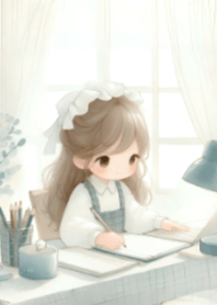 Pretty Girl at the Desk V.4