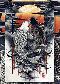 Tattoo : Koi Fish and the Moon