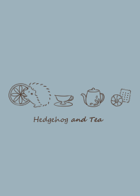 Hedgehog and Tea -blue gray-