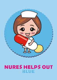 Nurse helps out-Cute nurse-blue