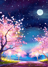 Beautiful night cherry blossoms#2088