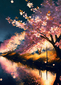 Beautiful night cherry blossoms#1798