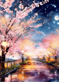 Beautiful night cherry blossoms#2274