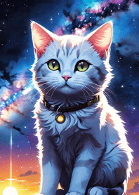 夜の月と星の猫 D4c32b