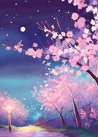 Beautiful night cherry blossoms#2261