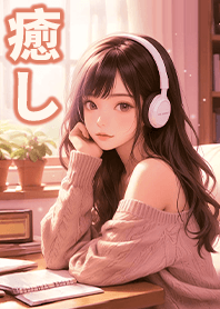 음악을 듣고 독서하는 여자6.2