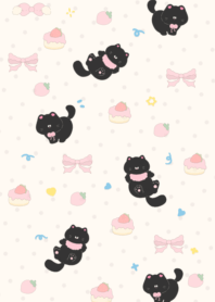 Black cat with purple brown spots