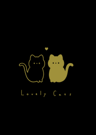 Lovely Cats (line)-black gold.