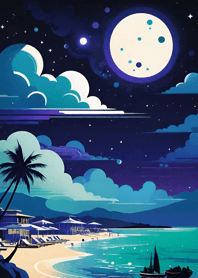 Night by the sea starlit sky moon 9295