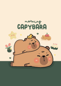 Capybara twin cute : mid night green