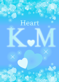 K&Mイニシャル運気UP!幸せのハート青ブルー