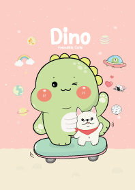 Dino & Frenchie Cute : Space Pink