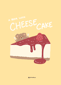 A bear with cheesecake