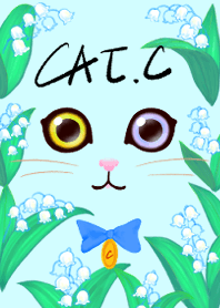 Cat with lily of the valley pattern