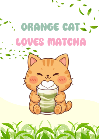 Orange Cat Loves Matcha