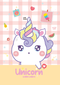 น้องยูนิคอร์น ลายสก๊อต สีครีม