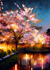 Beautiful night cherry blossoms#720