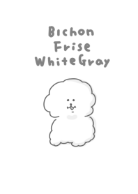 บichon frise สีขาวเทาแบบเรียบง่าย