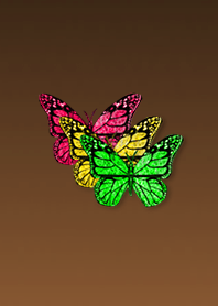 Three lucky butterflies Orange green