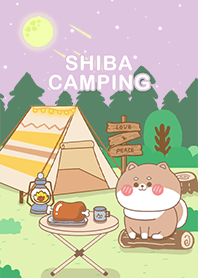 shiba inu- camping/universe/purple