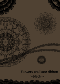 Flowers and lace ribbon-black-