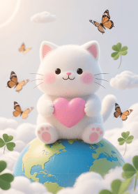 Cute little cat with a lucky clover 4 JP