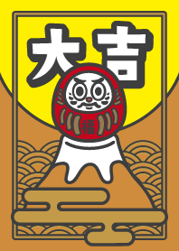 Daruma on MT.FUJI/ Brown x Yellow x Gold
