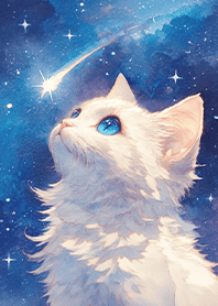 閃耀流星下藍寶石貓咪❤️