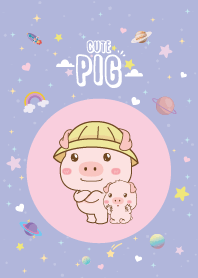 เจ้าหมูน้อย น่ารักน่าเลิฟ สีม่วง