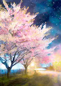 Beautiful night cherry blossoms#636
