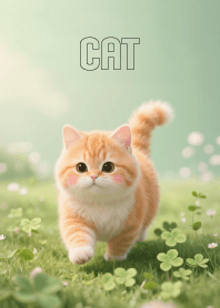 Lovely Orange Cat in Clover Land