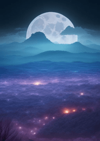 산 위의 야경과 달 sP70G