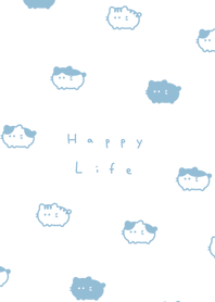 Chubby Cat(line)/ white aqua.