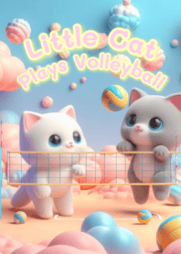 Little cat plays volleyball