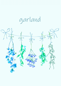 Dried flower garland.blue