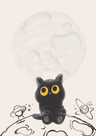 Cute Tiny Black Cat's Universe Wandering